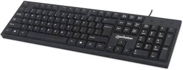 Alt view image 3 of 11 - Manhattan 104-key Black Wired Keyboard with Built-in 5 ft. (1.5 m) USB-A Cable and LED Indicator Lights