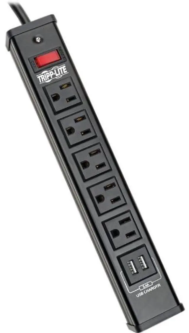 Alt view image 6 of 18 - TRIPP LITE TLM526USBB 6.0 Feet 5 Outlets 450 Joules Surge Protector