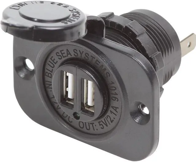 Alt view image 7 of 10 - Blue Sea Dual USB Charger Socket - 2 USB Ports w/Watertight Cap