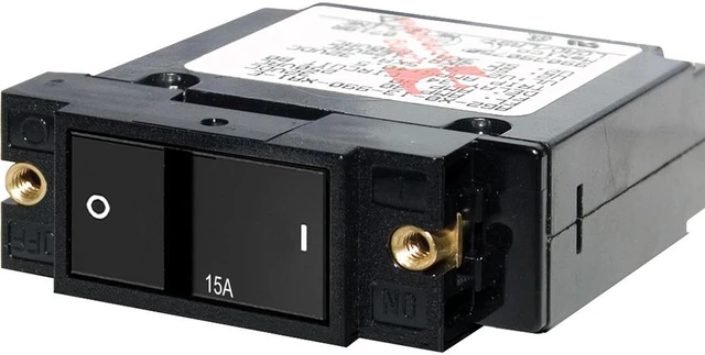 Alt view image 2 of 4 - Blue Sea Single Pole Small Case 2" Flat Rocker Circuit Breaker (15 Amp)