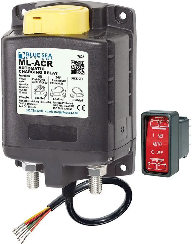Alt view image 3 of 10 - BLUE SEA 7623 ML SERIES HEAVY DUTY CHARGING RELAY W/ MAN CTL