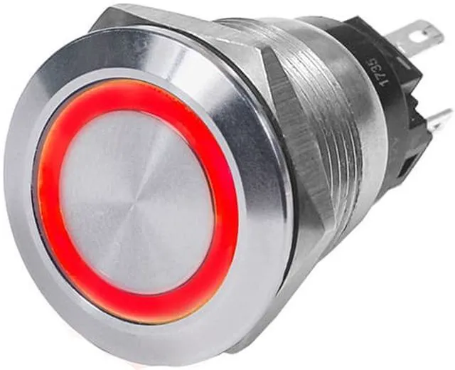 Alt view image 3 of 15 - Push Switch, Stain., Off-On, Red, 10A