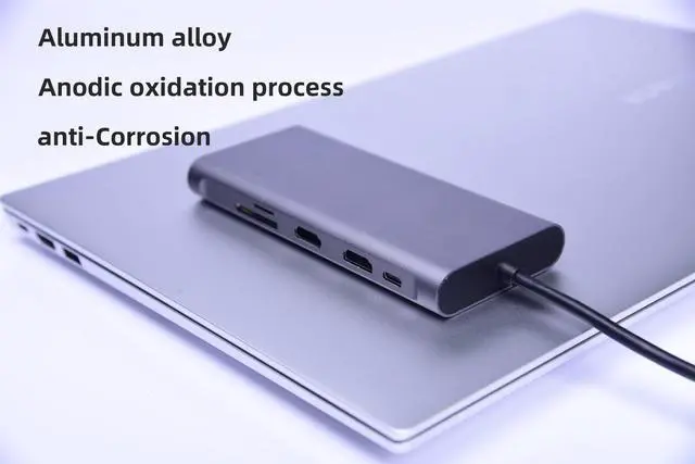 Alt view image 2 of 5 - 11in1 USB C Hub, Type-C laptop Docking station, Triple monitor, 4K display, compatible with Windows, MacOS, Tek-sailing TSDS1101