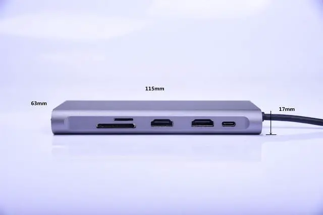 Alt view image 3 of 5 - 11in1 USB C Hub, Type-C laptop Docking station, Triple monitor, 4K display, compatible with Windows, MacOS, Tek-sailing TSDS1101