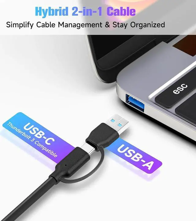 Alt view image 4 of 7 - 7-Port Powered USB 3.2/USB C Hub with 10Gbps USB-A 3.2 2 USB-C 3.2 4 USB 3.0 Ports Individual Touch Switches 3.3ft Cable and 5V Power Adapter USB Hub Splitter for Laptop/PC RSH-ST07C