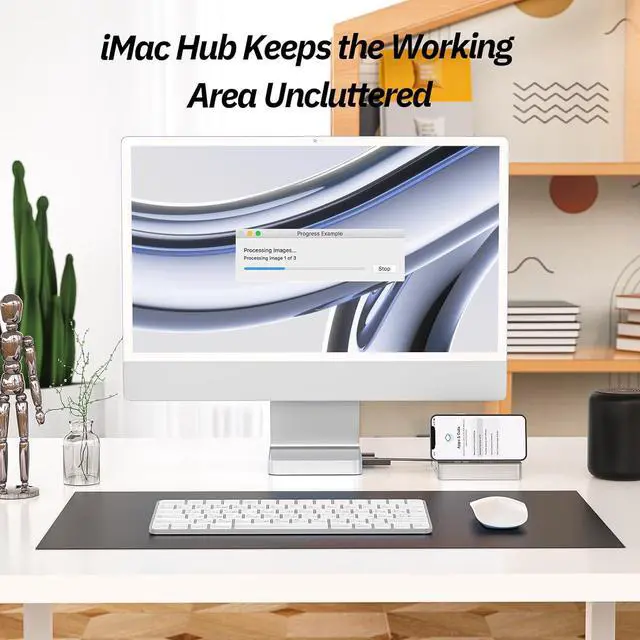 Alt view image 6 of 7 - USB C Hub for iMac 24 inch 2021/2023/2024, Minisopuru iMac Hub Support M.2 NVMe SSD, iMac Accessories for iMac M1/M3/M4, iMac Adapter with USB A/C 10Gbps, SD/TF, M.2 SSD (Not Included), Silver