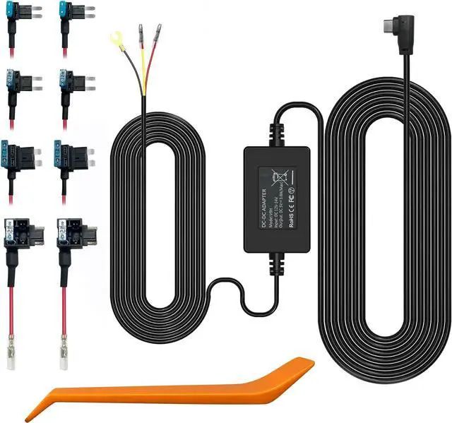 Main image of F7N Dash Cam Hardwire Kit USB C Port, Dashboard Camera Car Charger Cable Kit 12V- 24V to 5V w/Fuse Kit, Low Voltage Protection for Dash Cam Double-4 Fuses