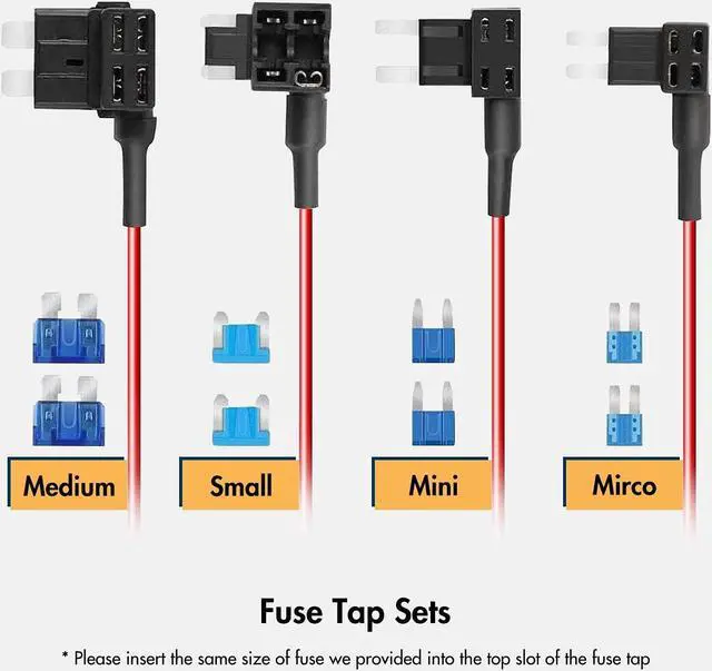 Alt view image 2 of 5 - F7N Dash Cam Hardwire Kit USB C Port, Dashboard Camera Car Charger Cable Kit 12V- 24V to 5V w/Fuse Kit, Low Voltage Protection for Dash Cam Double-4 Fuses