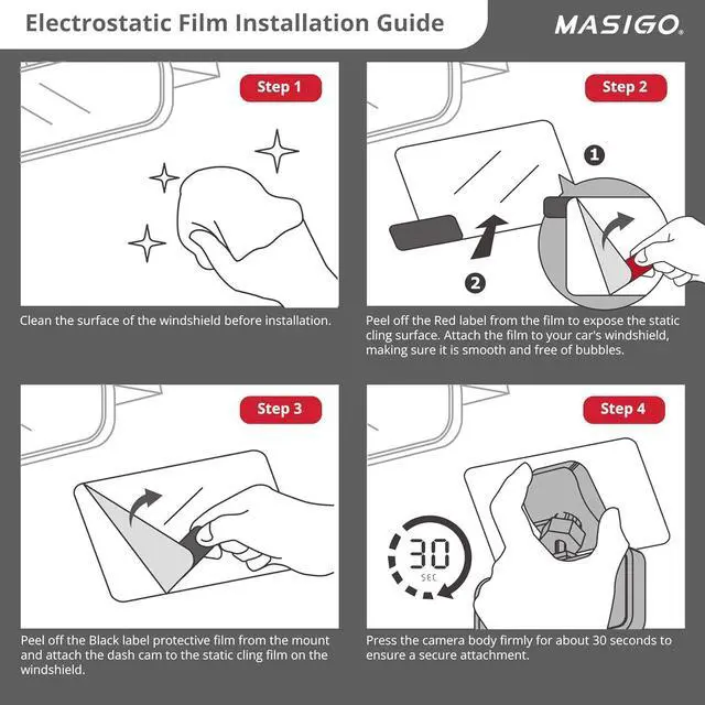 Alt view image 3 of 6 - 3M VHB Double-Sided Sticker Adhesive Pad and Car Windshield Electrostatic Film for Mounting Dash Cam