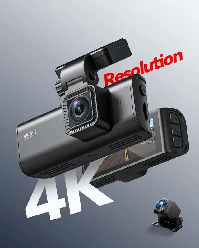 Alt view image 2 of 7 - F7N 4K Dual Dash Cam with 64GB Card, Built-in WiFi GPS Front 4K/2.5K and Rear 1080P Dual Dash Camera for Cars,3.18 inch Display,170 Deg Wide Angle Dashboard Camera Recorder,Support 256GB Max