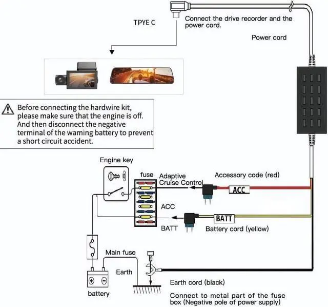 Alt view image 3 of 6 - USB C Hardwire Kit for G840S/G930/G910/G850/G900/840H Mirror Dash Cam, not Suitable for 890, Parking Monitor with Multiple Size connectors