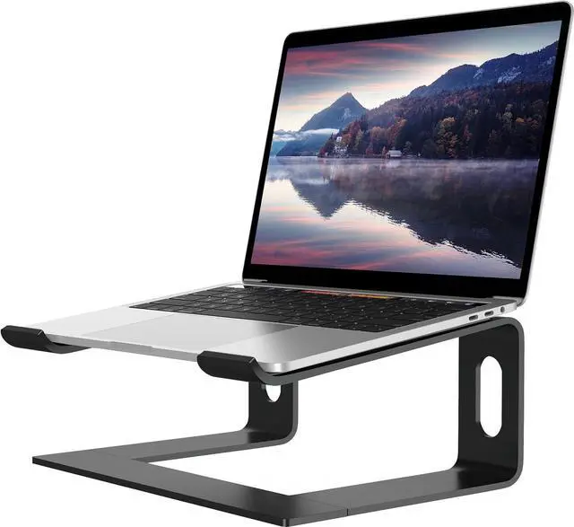Main image of Laptop Stand for Desk Aluminum Computer Riser Ergonomic Notebook Holder Detachable Metal Laptops Elevator PC Cooling Mount Support 10 to 15.6 Inches Notebook Black