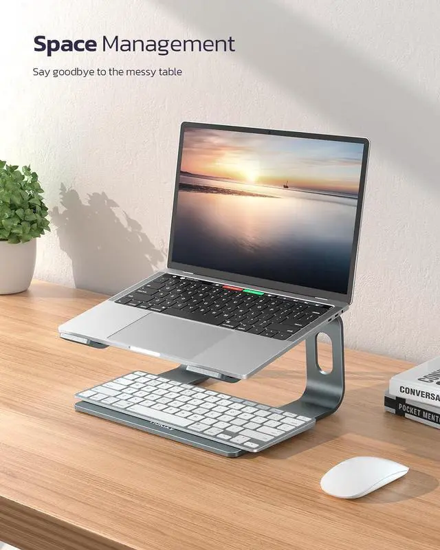 Alt view image 7 of 7 - Laptop Stand Detachable Laptop Mount Aluminum Laptop Holder Stand for Desk Compatible with MacBook Air/Pro  HP  and All Laptops (11-16 inch) Silver
