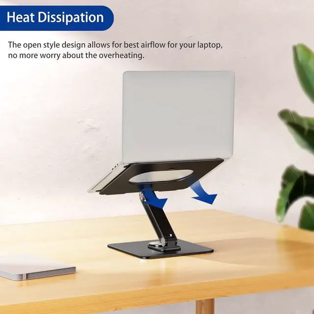 Alt view image 6 of 7 - BESIGN LSX7 Laptop Stand with 360° Rotating Base, Ergonomic Adjustable Notebook Stand, Riser Holder Computer Stand Compatible with Air, Pro, Dell, HP, Lenovo More 10-15.6" Laptops (Black)