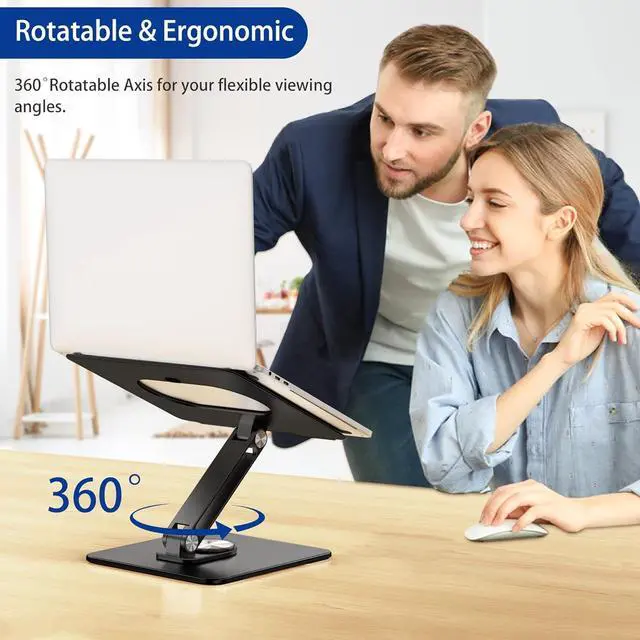 Alt view image 7 of 7 - BESIGN LSX7 Laptop Stand with 360° Rotating Base, Ergonomic Adjustable Notebook Stand, Riser Holder Computer Stand Compatible with Air, Pro, Dell, HP, Lenovo More 10-15.6" Laptops (Black)