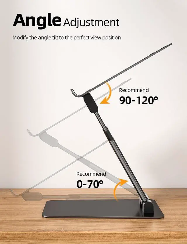 Alt view image 4 of 7 - Height Adjustable Laptop Stand for Desk Dual Foldable Aluminum Computer Riser Pull Out Design Ergonomic Sit to Notebook Holder Convertor Compatible with All 10-17 Laptops Tablets Gray