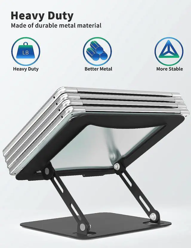 Alt view image 5 of 7 - SOUNDANCE Laptop Stand for Desk, Portable Adjustable Laptop Riser, Ergonomic Design Computer Holder, Metal Laptop Mount Elevator Compatible with 10 to 15.6 Inches PC Computer, Black