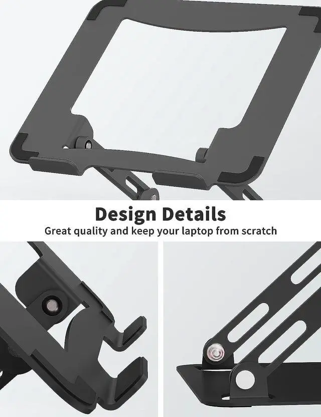 Alt view image 6 of 7 - SOUNDANCE Laptop Stand for Desk, Portable Adjustable Laptop Riser, Ergonomic Design Computer Holder, Metal Laptop Mount Elevator Compatible with 10 to 15.6 Inches PC Computer, Black