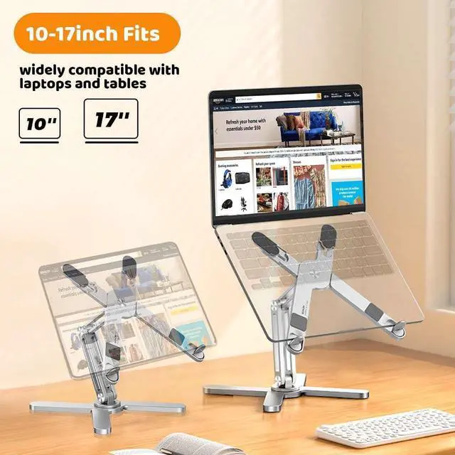 Alt view image 5 of 6 - Laptop Stand with 360 Rotating Base Computer Notebook Laptop Riser Metal Holder for Desk Collaborative Work Fully Foldable for Easy Storage Fits All MacBook Laptops up to 16 inches
