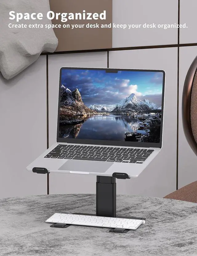 Alt view image 5 of 7 - Laptop Stand for Desk Computer Stand Adjustable Height Ergonomic Notebook Laptop Riser Aluminum Metal Holder Compatible with 10 to 17.3 Inches Notebook PC Computer Black