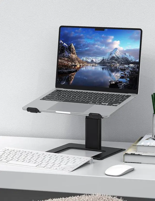 Alt view image 7 of 7 - Laptop Stand for Desk Computer Stand Adjustable Height Ergonomic Notebook Laptop Riser Aluminum Metal Holder Compatible with 10 to 17.3 Inches Notebook PC Computer Black