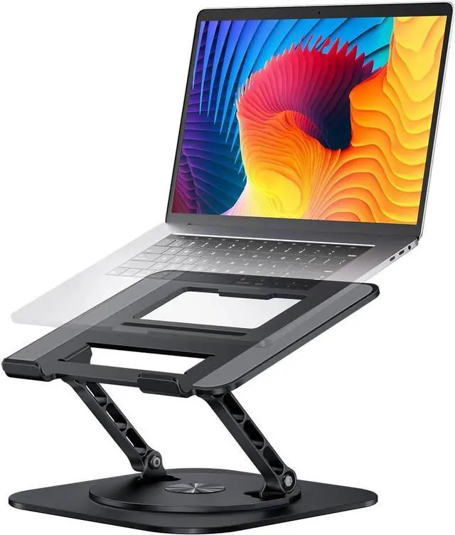Main image of Adjustable Laptop Stand with 360 Rotating Base Computer Stand for Laptop Ergonimic Foldable Laptop Riser for Desk Compatible with MacBook Pro/Air Notebook up to 16 Inches Black