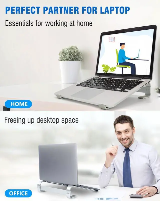 Alt view image 2 of 7 - Laptop Riser for Desk, Laptop Stand, Ergonomic Aluminum Computer Stand for Laptop, Ventilated Notebook Stand Compatible with MacBook Air Pro, Dell XPS, HP, More 11-17.3 Inches Work from Home