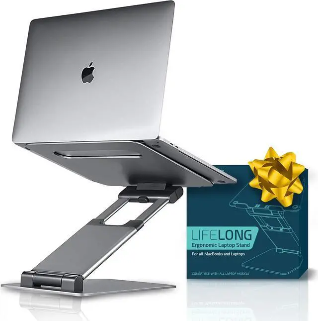 Main image of Ergonomic Laptop Stand for Desk, Adjustable Height Up to 20", Portable Computer Laptop Riser, Fits All MacBook, Laptops 10 15 17 Inches, Lap top Holder Desk Stand, Gift for Men Women