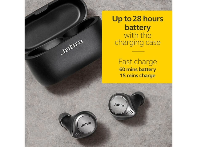 Alt view image 6 of 7 - Jabra Elite 75t Voice Assistant Earbuds True Wireless Earbuds with Charging Case, Titanium Black Bluetooth Earbuds with a More Comfortable, Secure Fit, Long Battery Life and Great Sound Quality