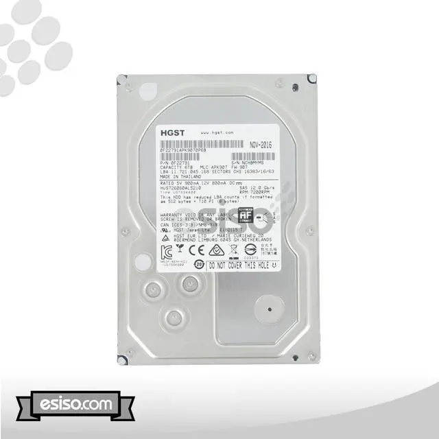 Alt view image 7 of 8 - HGST Ultrastar 7K6000 HUS726060AL5210 (0F22791) 6TB 7200 RPM 128MB Cache SAS 12Gb/s 3.5" Enterprise Hard Drive Bare Drive