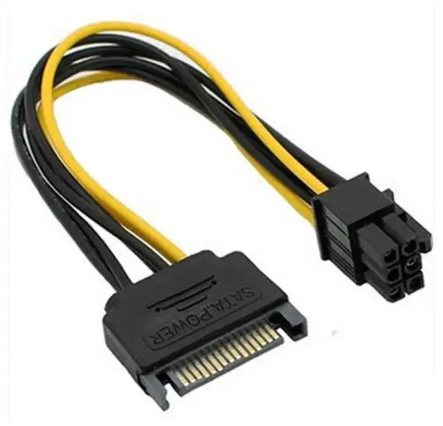 Main image of Wholesale PC Adapter plug - ins SATA Male Power Connectors Cable 15 Pin To PCI Express 6 Pin Female Power Connector Cables Cord