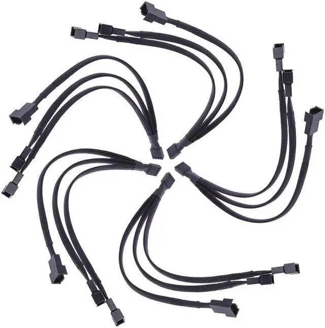 Alt view image 2 of 6 - Lejiahong 5Pcs 4 Pin 1 to 3 Way Extension Cable PWM Fan Splitter Cable Splitter Sleeved Adapter Connector Fan Extension Cable