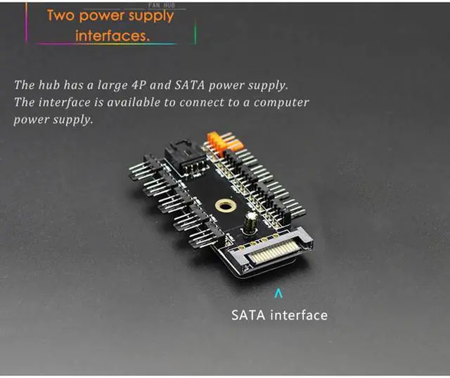 Alt view image 3 of 5 - Computer/Pc Case Fan Controller Power Cable 1 Female to 10 Male 4Pin Fan Hub Splitter Cable For PWM Cooling Fan