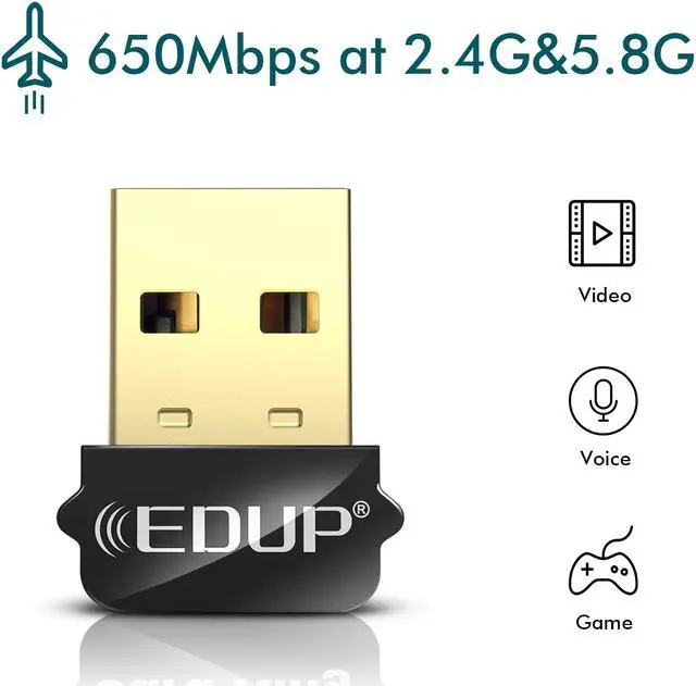 Main image of Mini USB WiFi Adapter 650Mbps Wireless Network Adapter for Desktop PC Laptop MacBook, WiFi Dongle Nano Size Portable Lanyard Design Compatible with Windows 10/7/8/8.1/XP/Vista Mac OS X 10.6-10.15.3