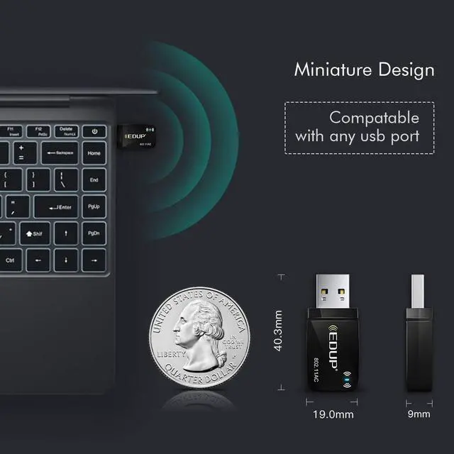 Alt view image 4 of 7 - Mini USB WiFi Adapter 1300Mbps EDUP USB 3.0 WiFi Dongle 802.11 ac Wireless Network Adapter with 2.4GHz/5GHz with Built-in Antenna for Windows 10/7/8/8.1/XP Mac OS X 10.6-10.15.3