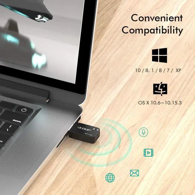 Alt view image 2 of 7 - Mini USB WiFi Adapter 1300Mbps EDUP USB 3.0 WiFi Dongle 802.11 ac Wireless Network Adapter with 2.4GHz/5GHz with Built-in Antenna for Windows 10/7/8/8.1/XP Mac OS X 10.6-10.15.3