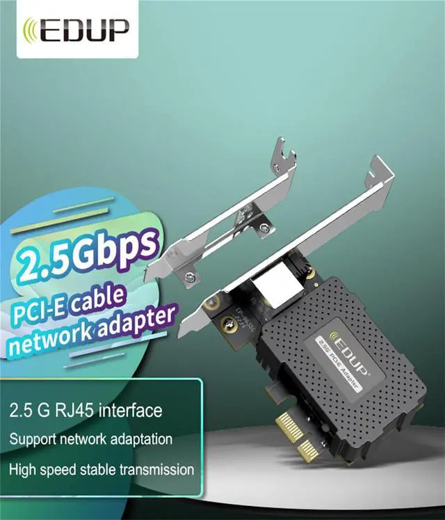 Alt view image 2 of 7 - 2.5Gbps PCI Express Network Adapter, 2500/1000/100Mbps PCI Express Gigabit Ethernet Card RJ45 LAN Controller Support Windows Server/Windows