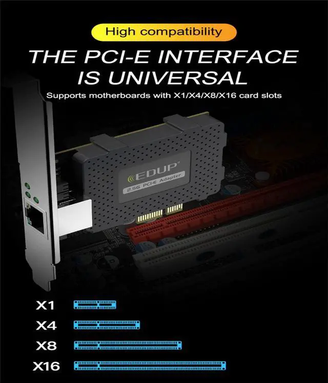 Alt view image 4 of 7 - 2.5Gbps PCI Express Network Adapter, 2500/1000/100Mbps PCI Express Gigabit Ethernet Card RJ45 LAN Controller Support Windows Server/Windows