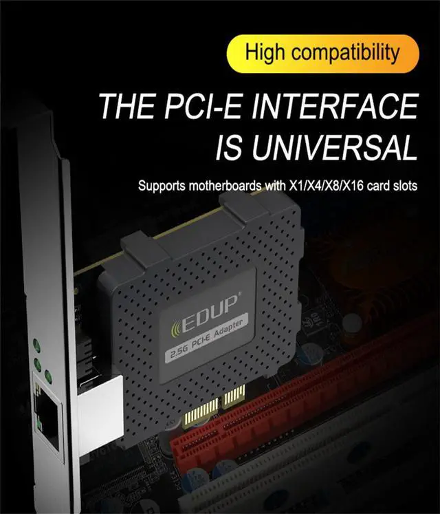 Alt view image 5 of 7 - 2.5Gbps PCI Express Network Adapter, 2500/1000/100Mbps PCI Express Gigabit Ethernet Card RJ45 LAN Controller Support Windows Server/Windows