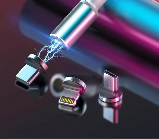 Alt view image 5 of 7 - 3 in 1 colorful LED Flowing Magnetic Charger Blue Cable Light Up Candy Moving Party Shining Charger Phone Charging Cable Magnetic Streamer Absorption USB Snap Quick Connect 3 in 1 USB Cable