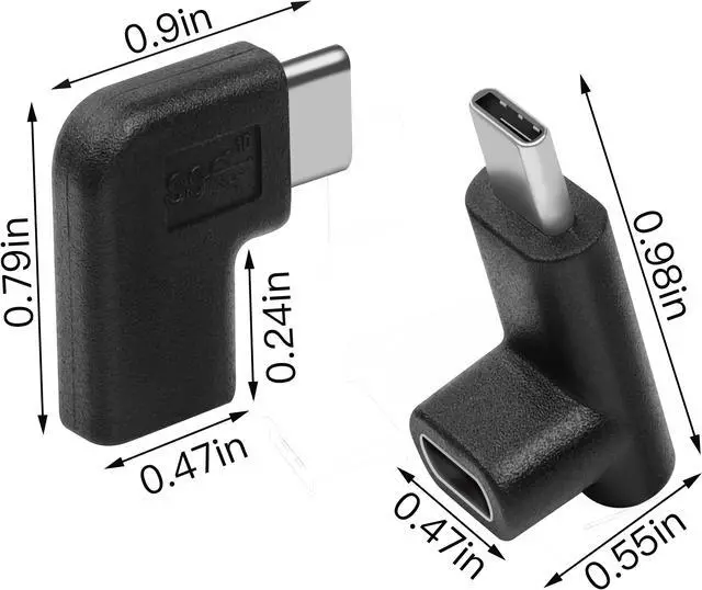 Alt view image 5 of 7 - USB C Male to Female Adapter, Type C 90 Degree Angled Right & Left and Up & Down Extension Connector for Laptop & Tablet & Mobile Phone  (2PACK)