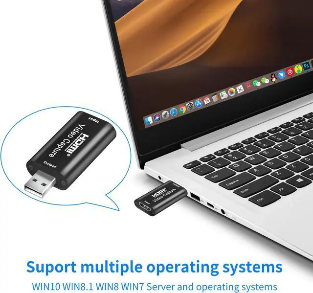 Alt view image 3 of 6 - Audio Video Capture Card HDMI to USB, Full HD 1080p 30fps USB 2.0 - Record Directly to Computer for Gaming, Streaming, Teaching, Video Conference or Live Broadcasting