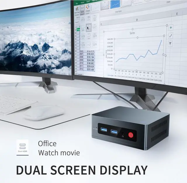Alt view image 7 of 7 - Beelink Mini PC GK35 Windows 10 Quad Core Intel J4205, 8GB RAM 128G SSD, 4K Dual HDMI Mini Desktop PC 2.4G/5G WiFi, Gigabit Ethernet, USB 3.0, BT4.0 Support Auto Power On