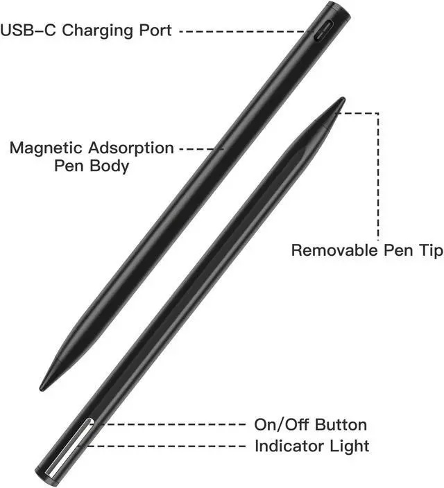 Alt view image 6 of 7 - Stylus Pen Compatible for iPad (2018 and Later) ,Palm Rejection, Compatible with iPad Pro 11&12.9 Inch,iPad Air (3rd/4th/5th),iPad Mini(5/6th),iPad(6/7/8/9th),Tilting Detection (Black)