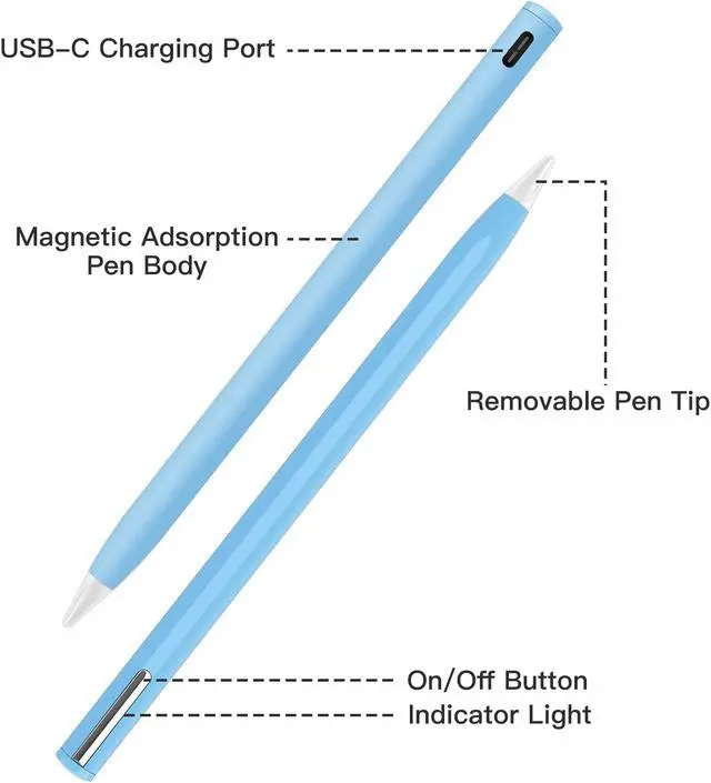 Alt view image 2 of 7 - Stylus Pen Compatible for iPad (2018 and Later) ,Palm Rejection, Compatible with iPad Pro 11&12.9 Inch,iPad Air (3rd/4th/5th),iPad Mini(5/6th),iPad(6/7/8/9th),Tilting Detection (Blue)