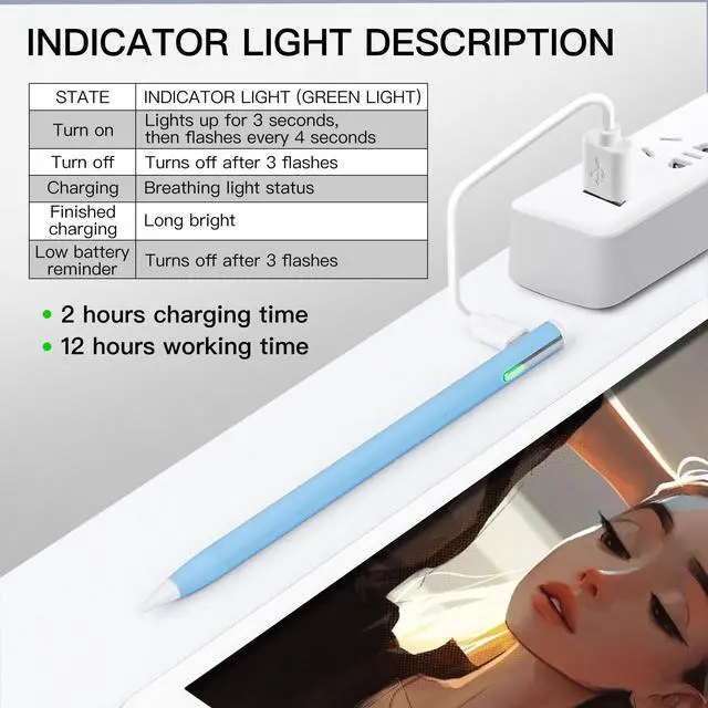 Alt view image 5 of 7 - Stylus Pen Compatible for iPad (2018 and Later) ,Palm Rejection, Compatible with iPad Pro 11&12.9 Inch,iPad Air (3rd/4th/5th),iPad Mini(5/6th),iPad(6/7/8/9th),Tilting Detection (Blue)