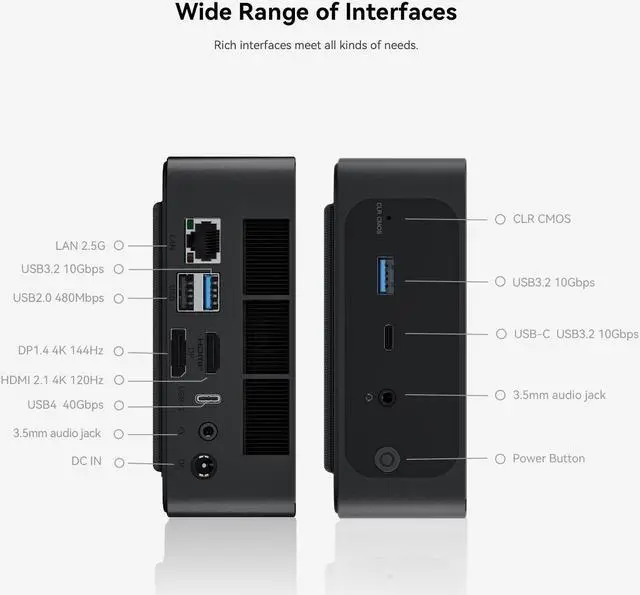 Alt view image 2 of 7 - Beelink SER6-P Mini PC, AMD Ryzen 9 6900HX(8C/16T up to 4.9GHz), 32GB DDR5 500GB SSD,1 x HDMI 2.1/1 x Type-C USB4/ 1x Type-C USB 3.2/2 x USB 3.2/1 x USB 2.0/1 x DP/ BT5.2/ 1x RJ45(2.5G)