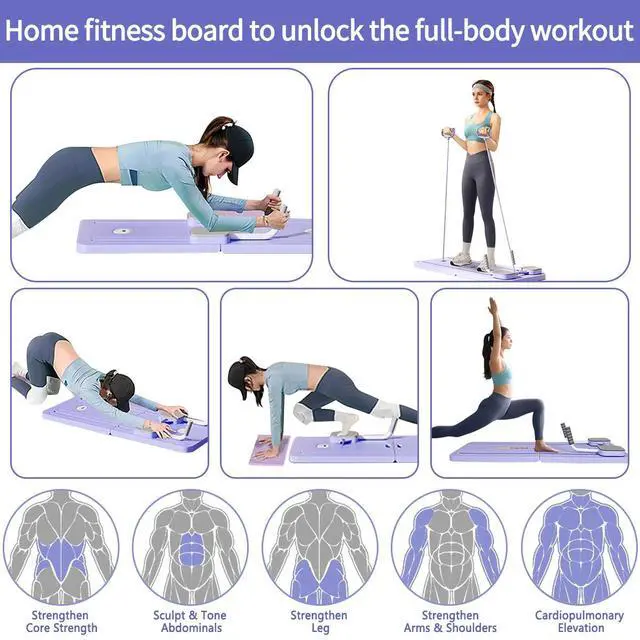 Alt view image 2 of 6 - KUYiA Pilates Portable Reformer 2025 Portable Foldable Design Pilates at Home Workout Equipment Suitability Workout Equipment for Women(Purple)