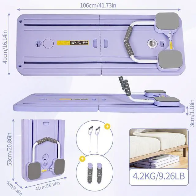Alt view image 4 of 6 - KUYiA Pilates Portable Reformer 2025 Portable Foldable Design Pilates at Home Workout Equipment Suitability Workout Equipment for Women(Purple)