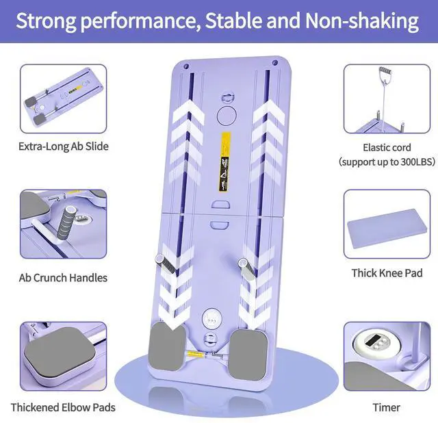 Alt view image 3 of 6 - KUYiA Pilates Portable Reformer 2025 Portable Foldable Design Pilates at Home Workout Equipment Suitability Workout Equipment for Women(Purple)